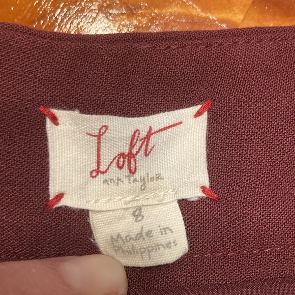 LOFT A-Line Maroon Red Casual Career Skirt - Picture 3 of 8